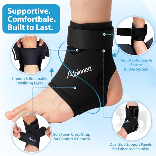 Ankle Support Brace for Men & Women with Stabilizers 2-Pack