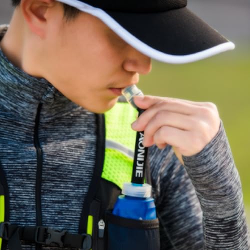 JEELAD Soft Folding Water Bottles BPA-Free Leak-Proof TPU Soft Running Water Bottles Collapsible Flask Hydration Pack Vest Ideal for Running Hiking Cycling Outdoor - color: 500ml / 16.9oz with Straw