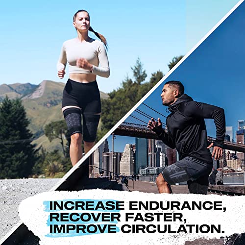 Always Ready, Thigh Compression Support Sleeve (2 Per Pack) with Hot & Cold Gel Pack for Hamstring & Quadricep Muscle Strains & Injury, Men & Women, Two Adjustable Compression Straps, Non-Slip (XL) - size: XL