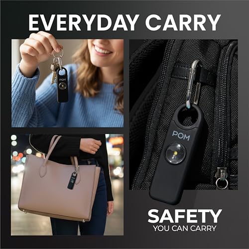 POM Pepper Spray & Personal Alarm Safety Kit – OC Self Defense Keychain Spray & Loud Emergency Alarm for Campus Safety, Women & Students - color: Black X Black, style: Pocket Clip Model