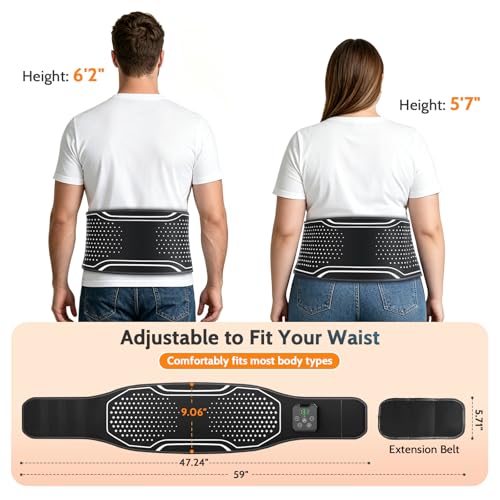 Lower Back Massager with Heat, Cordless Back Heating Pad with 4 Heat Levels 3 Vibration Modes & Air Compression Pain Relief Gifts for Women, Men, Mom & Dad