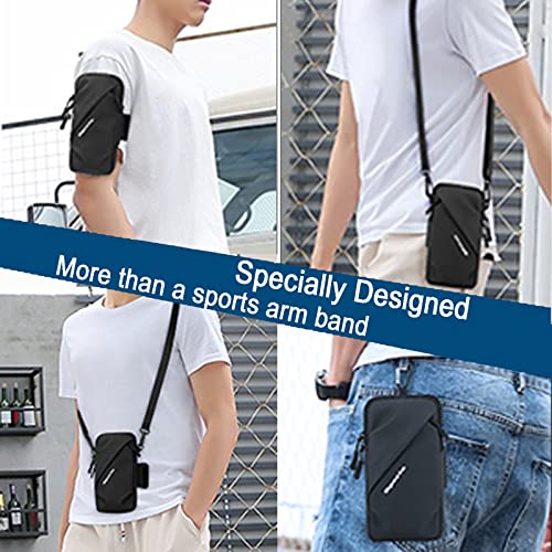 Prime Comfort Phone Holder Arm Band, Small Crossbody Shoulder Holsters Bag with Arm Bands, Fits iPhone and Android, Use for Running, Walking, Hiking & Biking (6.7 Inches, Black) - color: BLACK