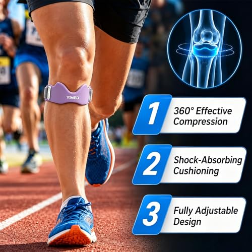 Patellar Tendon Support Strap, Silicone Knee Band for Pain Relief, Purple - color: Purple 1 Pack
