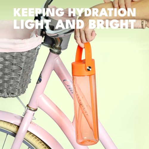 Elemental Splash 26oz 2-Pack Tritan Plastic Reusable Water Bottles w/Strap - color: Key Lime & Orange, size: 26 Ounces