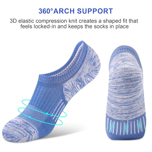 Amutost Womens No Show Socks Anti-Slip Cushioned Breathable 5-10Pairs - color: No Show Socks, size: 5-8