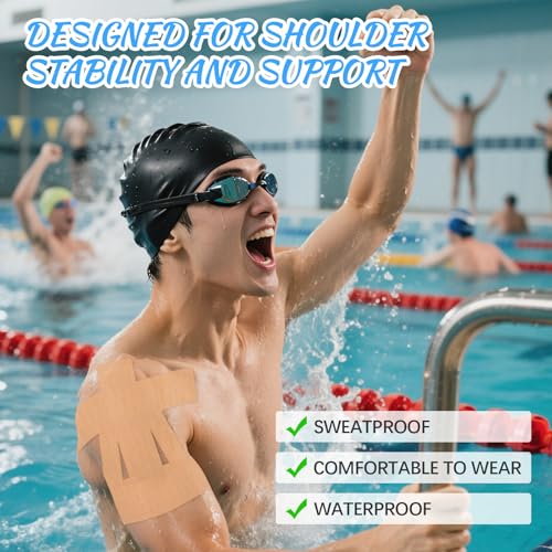 12Pcs Precut Shoulder Kinesiology Tape Sports Muscle Support Tape Skin Tone - color: Complexion