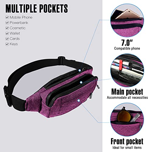 WATERFLY Small Fanny Pack Crossbody Lightweight Waist Bag for Woman Man - color: Purple