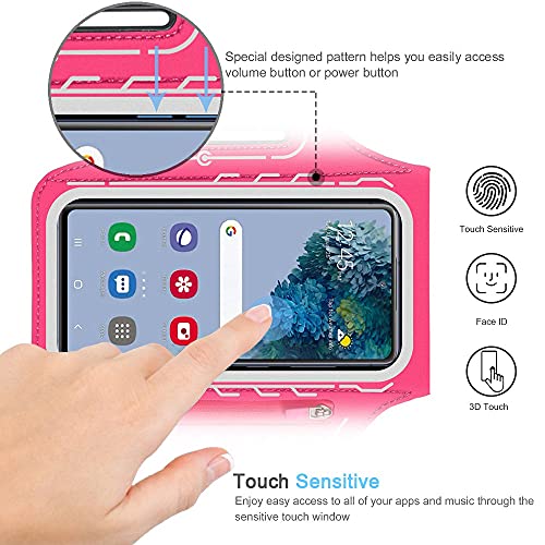 Armband for Samsung Galaxy S26 S25 S24 S23 S22 Ultra/Plus/FE, Gym Running Workouts Arm Band with Earbuds Holder (Rosy) - color: Rosy