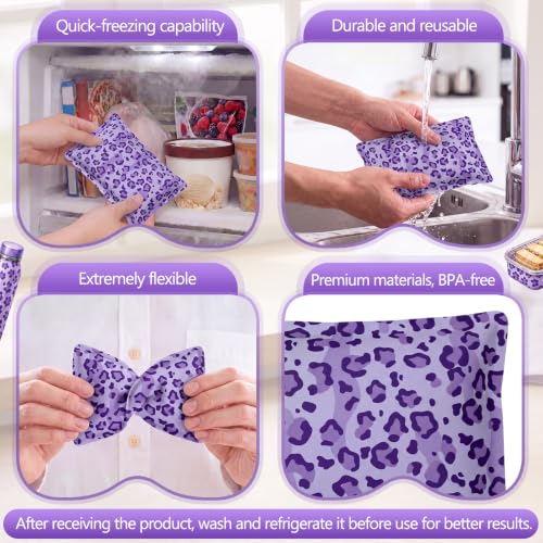 VIHOSE 2 Pcs Ice Packs for Lunch Box Bag - color: Purple, style: Leopard Print