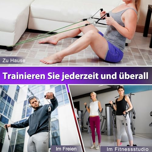 WHATAFIT Resistance Bands with Handles, 150 lb Exercise Bands Set - color: Purple Grey