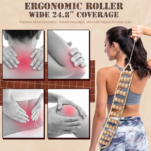 Wood Therapy Massage Tools, Wooden Back Roller Rope Maderoterapia Kit