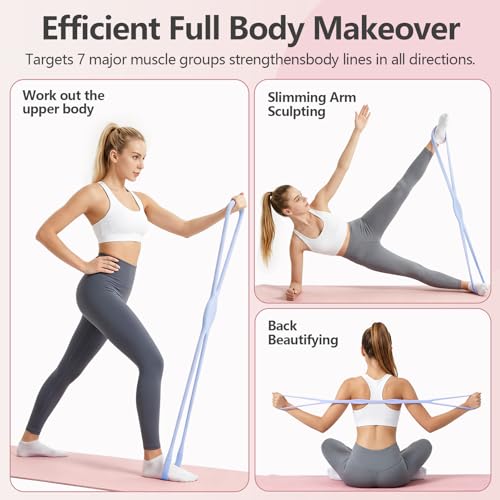 RYAOLELY Figure 8 Resistance Band, Exercise Band for Physical Therapy, Yoga Pilates Home Workout, Portable Fitness Band with Anti-Slip Grip - color: 25LB Blue