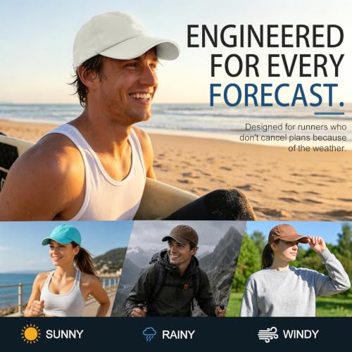 Waterproof Baseball Cap Running Hat Mens Womens Rain Hat Quick Dry Golf Hat with Sweatband Outdoor Breathable Sports Cap - color: Beige Grey