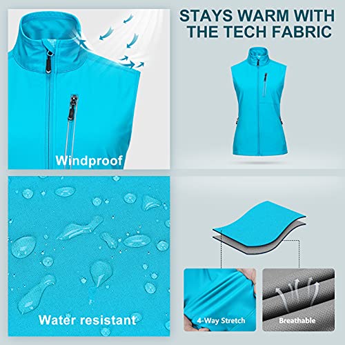 33,000ft Women's Lightweight Running Vest with 6 Pockets for Travel Golf - color: Bright Blue, size: Large