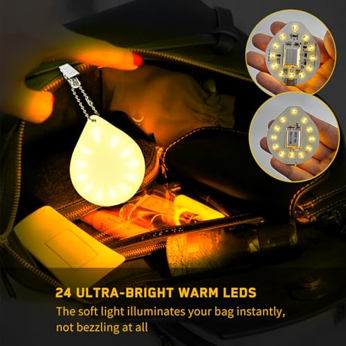 Tubasion 2-in-1 Purse Light with Clip & Hook, USB-C Rechargeable Handbag Light, Ultra Bright Bag Lights for Purses, Upgraded Automatic Sensor Purse Must Haves Accessories Gift for Women Girls - style: Teardrop_1Pack