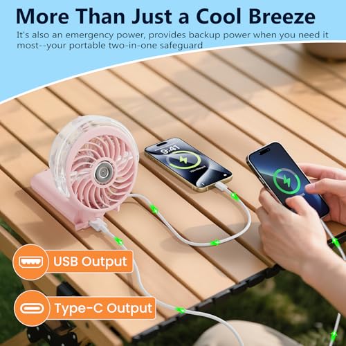 HandFan 5200mAh Upgraded Handheld Misting Fan, Personal Mister Fan, Spray Water Mist Fans USB Rechargeable, Electric Mini Cooling Ice AC Fans for Summer Beach Travel Gifts for Women(Pink) - color: Pink