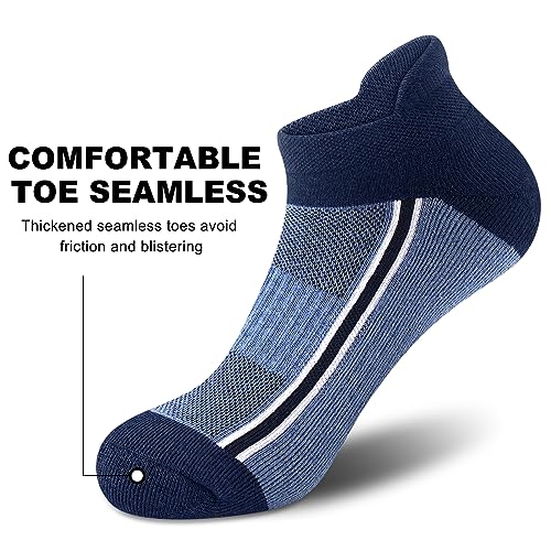 Gonii Men's Running Athletic Ankle Socks - Thick Cushioned Low Cut Socks - color: 5 Pairs Multicolor, size: 12-15