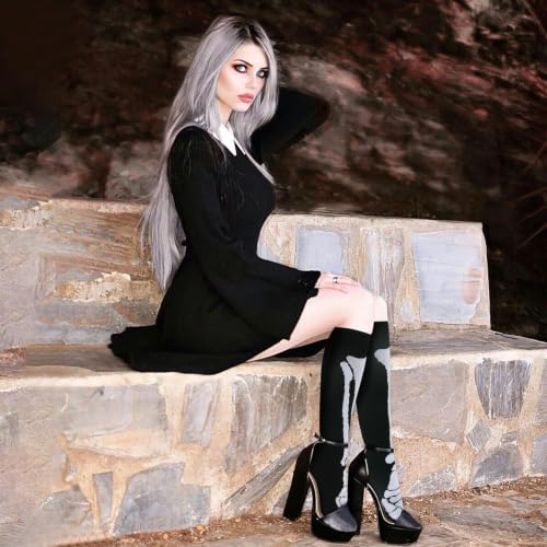 Junely Compression Socks for Women Knee High Funny Socks - color: A10-skeleton