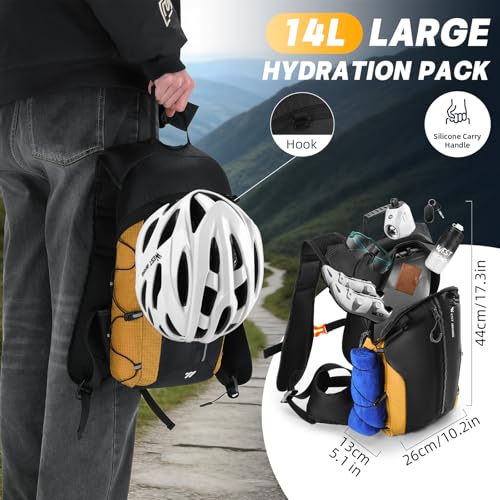 Hydration Backpack - Lightweight Water Backpack with 2L Water Bladder, Small Hiking Backpack for Running Cycling Camping Rave for Men Women - color: Orange1