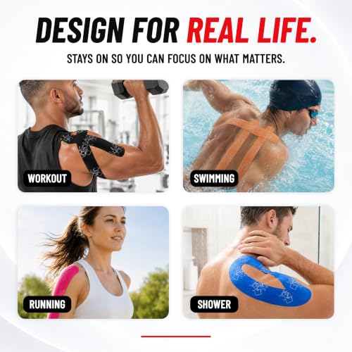 PreCut Kinesiology Tape 80 Strips 4 Rolls Elastic Athletic Sports Tape - style: Tape Roll