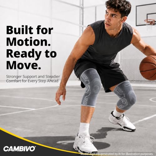 CAMBIVO 2-Pack Knee Brace for Men & Women, Compression Sleeve with Gel Pad - color: Gray, size: XX-Large