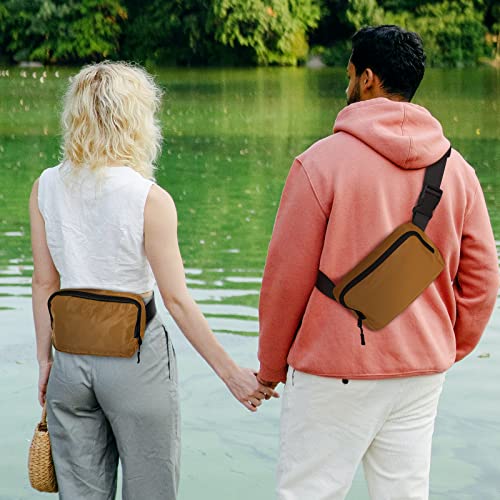 Amazerbst Belt Bag, Fanny Pack, Everywhere Belt Bag,40 Inch Adjustable Strap,for Women and Men,Waterproof - color: Dark Brown