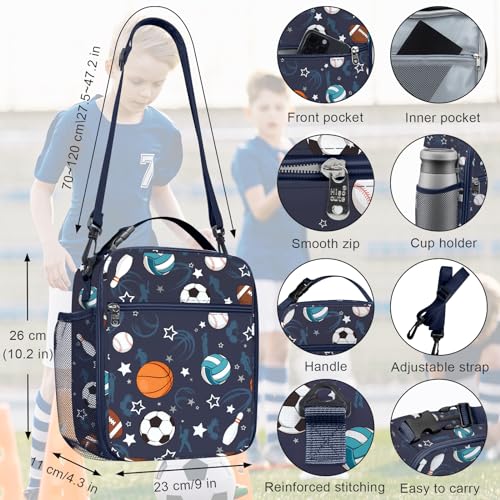 Clastyle Car Insulated Kid Lunch Bag for Boy Lunch Box, Basketball Football - color: Ball