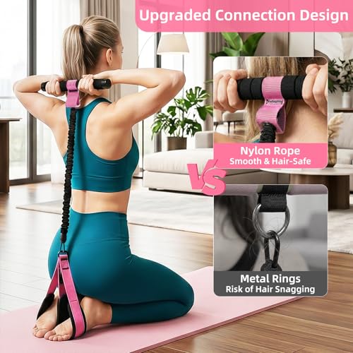 Pedal Resistance Band with Handles, Detachable Foot Pedal Resistance Band with Stainless Steel Buckle, Multifunction Tension Rope for Full Body Workout, Core ABS Legs Arms Glutes Tummy for Home Gym