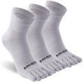 Sunew 3 Pairs Toe Socks for Men Women,Viscose Bamboo Breathable Athletic Running Five Finger Ankle/Quarter Socks - color: Grey, size: Small