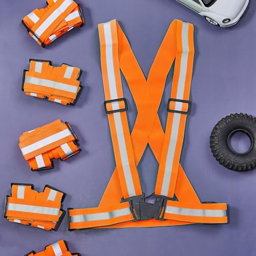 Hercicy 12 Pcs Reflective Safety Vest Hi Vis Adjustable Straps Orange - color: Orange
