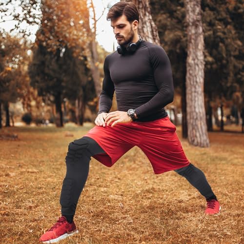 PATIKIL Knee Calf Pads Knee Braces Pad Compression Leg Sleeve Protective Calf Shin Guard for Youth Adults Football Basketball Baseball - color: Red, size: Medium