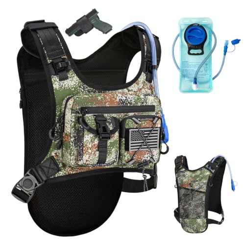 Criuage USA Patent Running Hydration Vest Backpack, Lightweight Chest Pack with 2.0L Water Bladder Bag Daypack for Hiking Running Cycling Race Marathon for Women Men - color: Cagreen