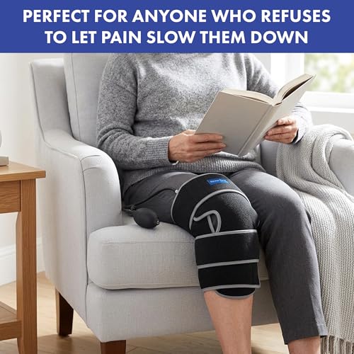 Nurse Yard Knee Ice Pack Wrap with Pump, Adjustable Compression Knee Brace for Men and Women, Reusable Hot and Cold Therapy Wrap, Cooling Compression Knee Support