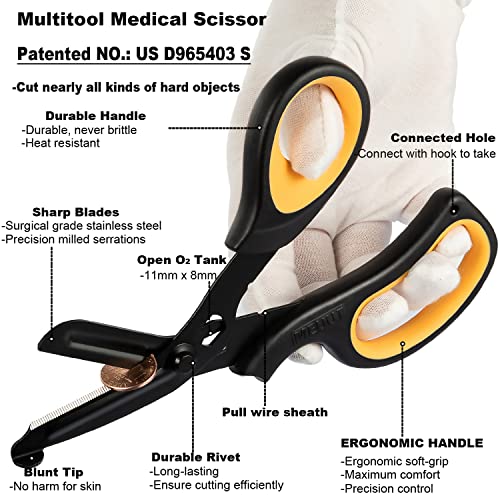 MEUUT Medical Scissors 2-Pack Trauma Shears for Nurses All Purpose Scissors - color: Black/Yellow+black/Blue