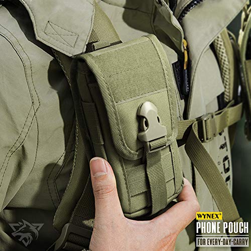 WYNEX Tactical Phone Pouch Molle, Phone Blet Holder Fit 4.0-6.7" Screen - color: Army Green