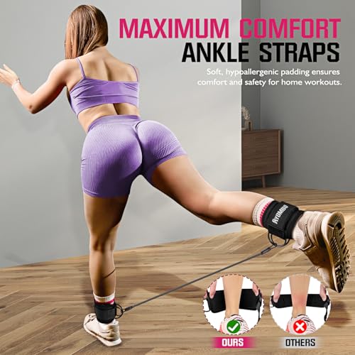 Ayombo Ankle Resistance Bands with Cuffs, Home Gym Workout Equipment, Lifting Glute Butt Exercise Equipment for Women, Ankle Weights Fitness Set, Leg Booty Equipment for Training Perfect Body Shape - color: 2-Black