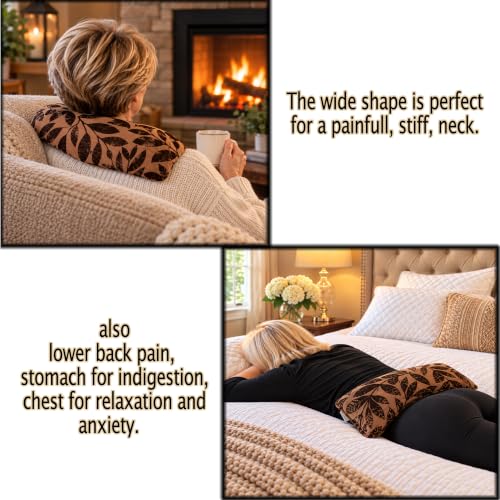 Heat Pack - Microwavable Heating Pads - Microwave Heating Pad for Pain Relief & Comfort - Suitable for The Neck, Back, Shoulders, Hips, Stomach Cramps & More - Neck Heat Wrap - Gift - size: WIDE, style: Fall-ing Leaves