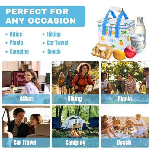 VENO 2 Pack Insulated Lunch Bags, 12 Can, Water-Resistant, Tropical Island - color: Tropical Island, size: 10.63"W x 8"H x 6.7"D - 2 Pack
