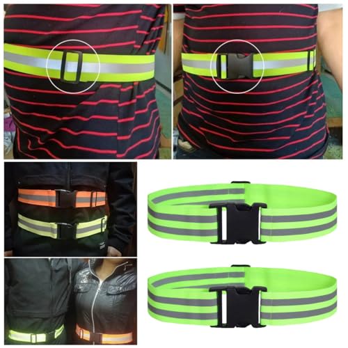 2 Pack Reflective Sash Elastic Stretchy Reflective Bands High Visibility Glow Waist Belt Reflectors Safety Waist Band Strap for Running at Night Early Morning Walking Dogs Cycling Evening Walks