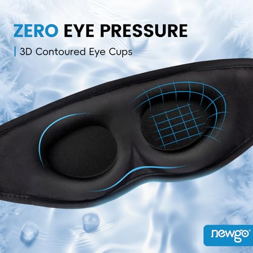 NEWGO 3D Cooling Eye Mask, Weighted Eye Mask for Sleeping, Black (Pack of 2) - color: Black, size: 1 Count (Pack of 2)
