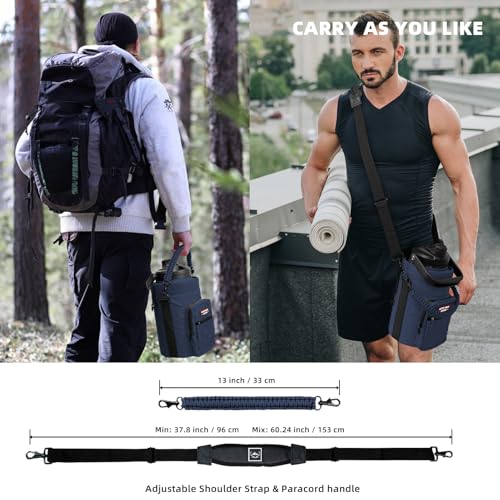 NATURE PIONEOR 26-128 oz Insulated Water Bottle Carrier Holder with Strap - color: Navy, size: One Gallon