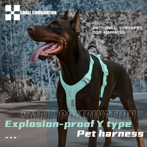 No-Pull Dog Harness Reflective Breathable Adjustable Vest - color: Aqua Green, size: M