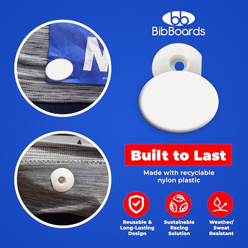BibBoards bibSNAPS Race Bib Clips, Plain White, 4 Pack - color: Plain White