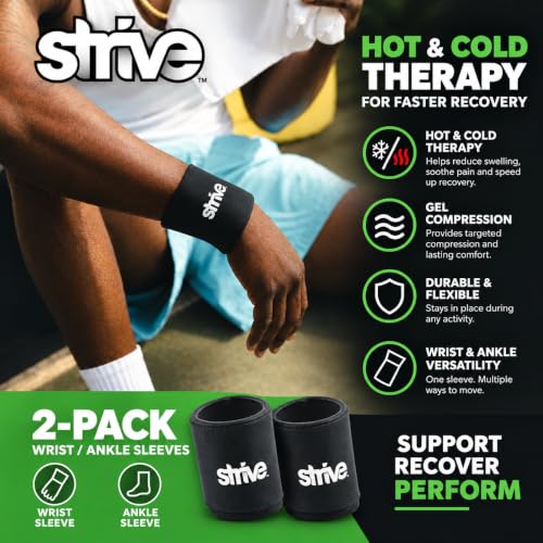 Strive Wrist/Ankle Sleeve, Hot & Cold Therapy, Gel Compression, 2-Pack - size: Small Wrist/Ankle
