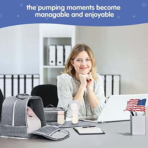 Derbiedersinn Breast Pump Bag, Compatible with Spectra Pumps, Insulated Carrying Case with Cooler for Milk Storage, Travel, Work, Daycare, Grey - color: Grey