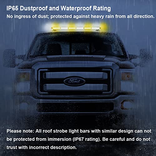 WOWTOU Roof Top Strong Magnetic LED Amber White Emergency Strobe Light Bar - color: Amber / White