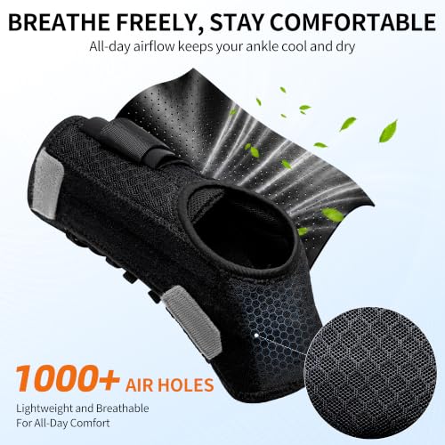 Ankle Brace Support Lace Up for Women & Men, 4 Stays for Sprains - color: Matte Black