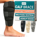 Vive Calf Brace - Adjustable Shin Splint Support - Lower Leg Compression - color: Black