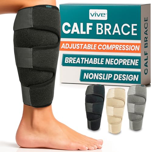 Vive Calf Brace - Adjustable Shin Splint Support - Lower Leg Compression - color: Black