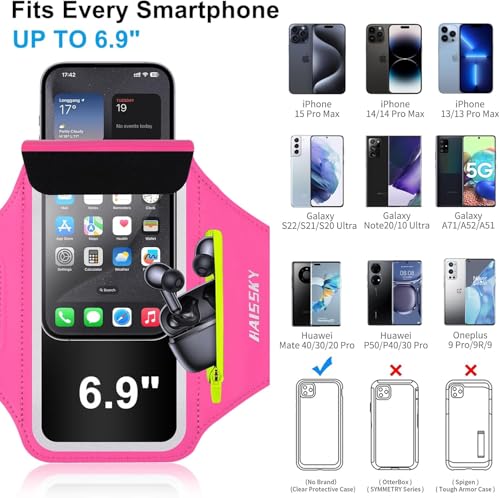 HAISSKY Running Armband with Earbud Pocket Sweatproof Running Phone Holder - color: Negro